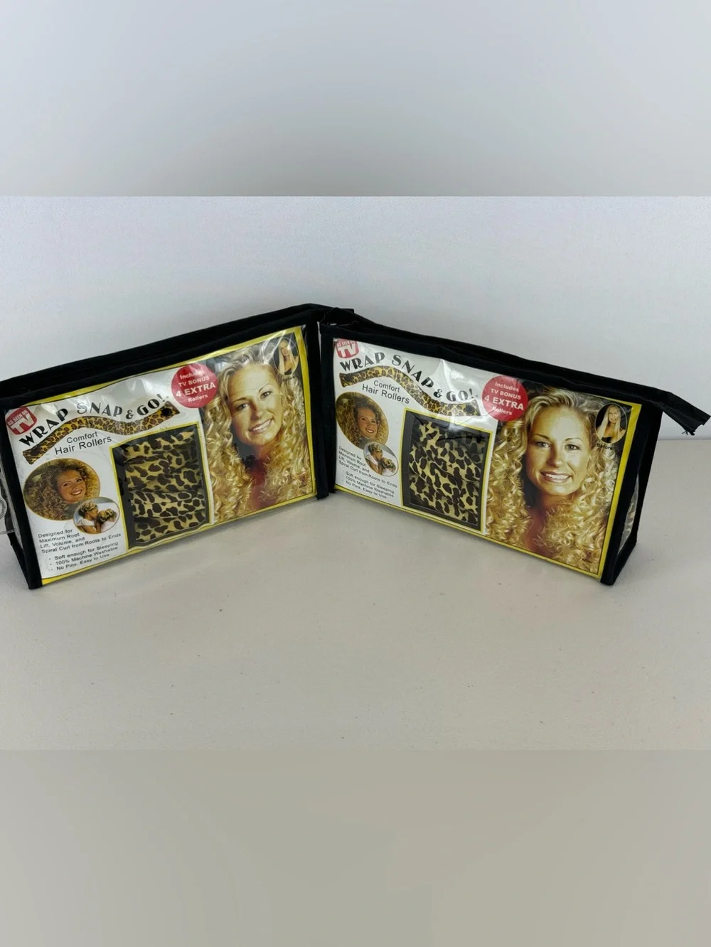 Wrap Snap & Go Leopard Print Heatless Hair Rollers  Set of 24 - 12 Pack x 2